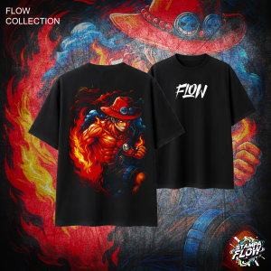 T-Shirt Oversize Ace Pugno di Fuoco – Flow Collection