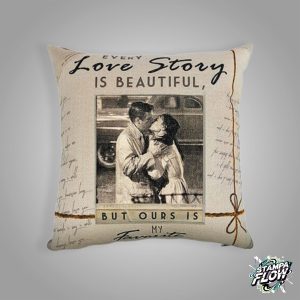 Cuscino "Storia d'Amore" in Tela Bicolore Personalizzabile