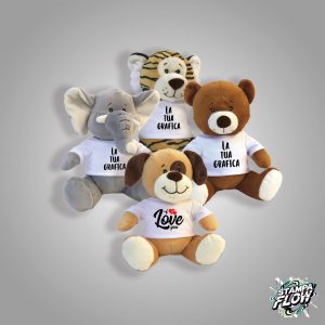 Peluche Animali Assortiti con T-shirt Bianca Personalizzabile