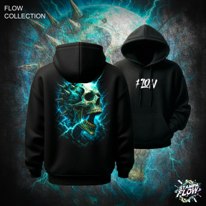 Felpa con cappuccio Electric Skull – Flow Collection