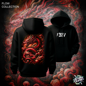 Felpa con cappuccio Crimson Dragon – Flow Collection
