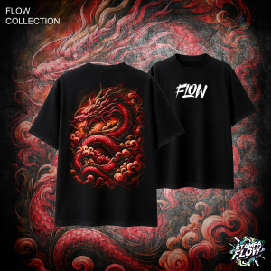 T-Shirt Oversize Crimson Dragon – Flow Collection