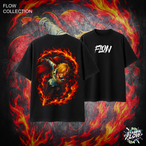 T-Shirt Oversize Flaming Black-Leg – Flow Collection