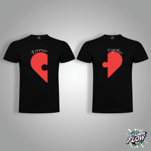 T-SHIRT DI COPPIA "FOREVER TOGETHER" PUZZLE HEART NERA