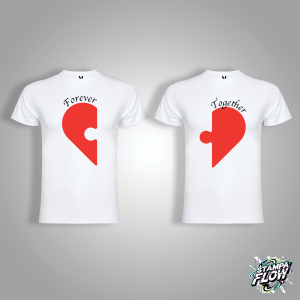 T-SHIRT DI COPPIA "FOREVER TOGETHER" PUZZLE HEART BIANCA