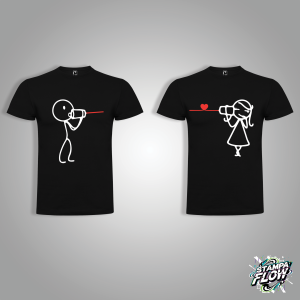 T-SHIRT DI COPPIA "HEARTBEAT" NERA