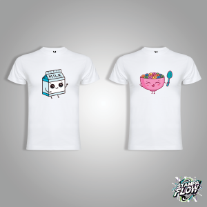 T-SHIRT DI COPPIA "MILK & CEREALS" KAWAII BIANCA