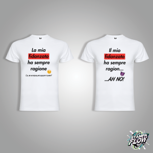 T-SHIRT DI COPPIA "CHI HA RAGIONE?" IRONIC EDITION BIANCA