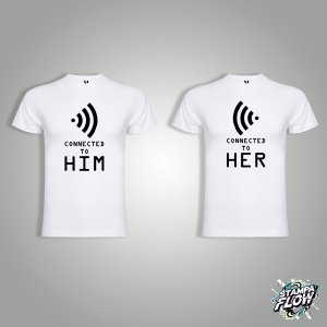 T-SHIRT DI COPPIA "CONNECTED TO HIM & HER" BIANCA