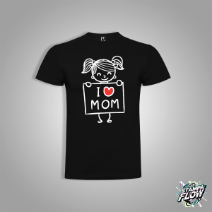 T-SHIRT FESTA DELLA MAMMA "I LOVE MOM" DOODLE STYLE NERA
