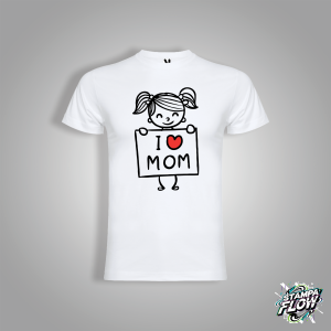 T-SHIRT FESTA DELLA MAMMA "I LOVE MOM" DOODLE STYLE BIANCA