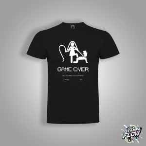 T-SHIRT ADDIO AL CELIBATO "GAME OVER" NERA