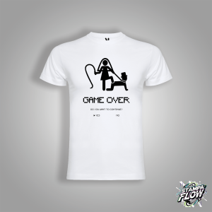 T-SHIRT ADDIO AL CELIBATO "GAME OVER" BIANCA