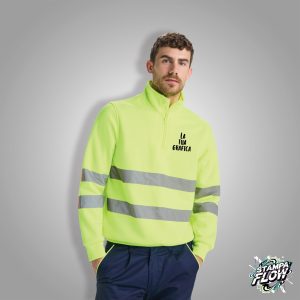 Felpa da Lavoro con Mezza Zip Alta Visibilità Personalizzabile