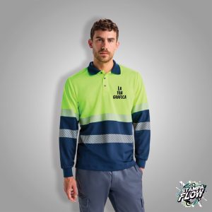 Polo da Lavoro Maniche Lunghe Alta Visibilità Traspirante Personalizzabile